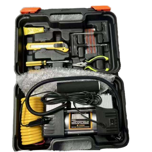 Pompe à <span class=keywords><strong>air</strong></span> en plastique monocylindre haute puissance <span class=keywords><strong>avec</strong></span> moniteur de pression des pneus pour pneus de voiture - Portable 12V - Product Image 1