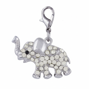 Ciondolo a forma di elefante in argento con strass per la creazione di gioielli - Product Image 2