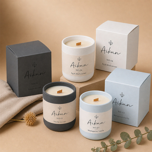 AIKUN Manufacturer <b>Bulk</b> Pastel Gift Box Ceramic Scented <b>Candle</b> for Wedding Favor Hotel Lobby Prayer Room - Product Image 1