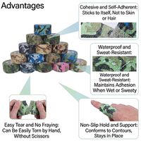 Bande adhésive camouflage 2,5 cm sans latex, non tissée, auto-adhésive, imperméable, pour animaux de compagnie, vétérinaire, sport, médical