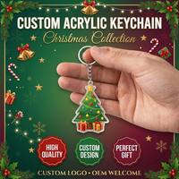 Porte-clés en acrylique personnalisés pour Noël : Père Noël, Bonhomme de neige, Renne, Sapin – Cadeaux de fêtes, Petits cadeaux, Faveurs de fête, Vente en gros