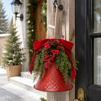 Décoration de Noël Premium : Nouvelles clochettes rouges en métal avec nœud en velours pour fabricants et fournisseurs de Noël