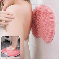 Brosse de massage en silicone pour nettoyer le dos des pieds, tapis antidérapant pour salle de bain, grattoir de douche exfoliant avec ventouse