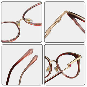 86020 Monturas de Gafas Redondas Anti-Luz Azul para Mujer con Diseño de Diamantes de Imitación, Montura Completa, Lentes AC, Forma Ovalada - Product Image 1