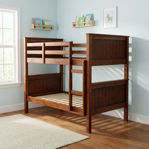 Lit superposé double moderne en bois massif cerisier pour enfants par SCE - Product Image 3