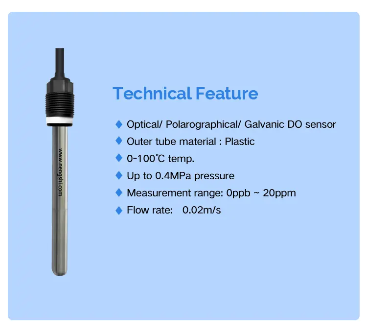 low cost dissolved oxygen sensor With Rapid Response 316L Stainless steel DO electrode probe