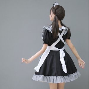 Maid Costume Dress Black White Checkered Bow Adult Women Anime Cosplay Outfit 4 Piece Set - Product Image 4