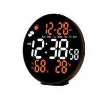 Reloj de Pared Digital Semanal con Pronóstico del Tiempo, de Doble Uso (de Pie y Colgante), con Temperatura, Humedad y Control Remoto