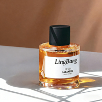 Flacon de parfum en verre cylindrique transparent de luxe 30ml/50ml/100ml avec pompe pulvérisatrice et couvercle en bois brun sérigraphié