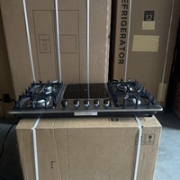 Table de cuisson encastrable en acier inoxydable avec brûleurs à gaz et plaque vitrocéramique, cuisinière combinée gaz-électrique