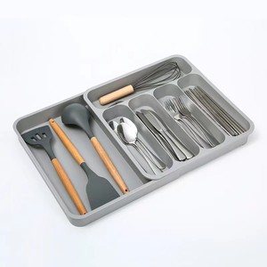 Couverts Plateau De Rangement Couteau Bloc Titulaire Vaisselle Organisateur Cuillère Fourchette Boîte De Séparation Cuisine Tiroir En <span class=keywords><strong>Plastique</strong></span> Conteneur Armoire - Product Image 1