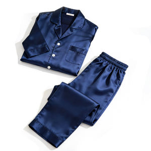 Conjunto de Pijamas de Manga Larga para Hombre, de Alta Gama, de Algodón/Fibra de Bambú, Casual, Transpirable, de Secado Rápido, con Botones y Costuras Overlock - Product Image 1