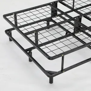 Cama de ferro de design moderno resistente simples preto, cama de metal duplo Queen size