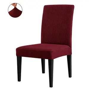 Streç jakarlı yüksek kalite toptan ucuz sandalye kaplamaları Spandex elastik kumaş Slipcover yemek odası sandalyesi kapağı