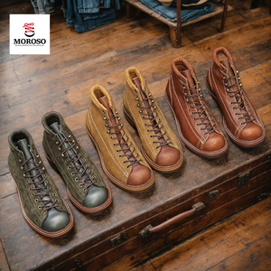 Scarponcini da Trekking alla Caviglia per <span class=keywords><strong>Uomo</strong></span> e Donna in Stile Europeo e Americano <span class=keywords><strong>con</strong></span> Fodera in Vera Pelle e Tomaia in Strato Superiore di Pelle Bovina dal Design Corto - Product Image 1