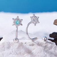 Boucles d'oreilles pendantes en argent sterling 925 avec boule et flocon de neige pour femme, mini-jackets d'oreilles, cadeau de bijoux pour anniversaire SCE1985
