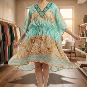 New Indian Boho Floral Silk <b>Dress</b> Women Breathable Available Big Size Casual <b>Wedding</b> Spring <b>Hippie</b> - Product Image 3