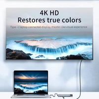   Adaptador Hub USB-C 8 en 1 con Ethernet, 8 Puertos, Cargador PD Tipo-C, Lector de Tarjetas, Conversor de Audio y Video para Proyector, Expansión Funcional