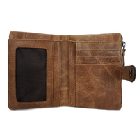 Dompet Kulit Asli Vintage Unisex RFID Dompet Pria Dompet Bisnis Tempat Kartu Kredit ID Dompet Koin dengan Resleting