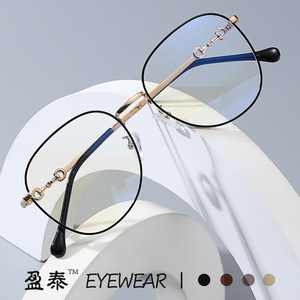 Eyewear Oval Metal <b>Frame</b> Blue Light Protection Full-<b>Frame</b> Unisex <b>Eyeglasses</b> <b>Frames</b> - Product Image 1
