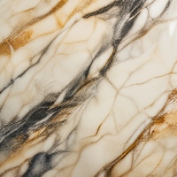 Dalle de pierre frittée polie Or de Dubaï 1800x1200x9mm, finition veinée or blanc pour comptoir, mur, sol, projet d'intérieur de luxe
