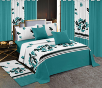 Siap Kirim Set Sprei Kasur King Size 13 Potong dengan Motif Cetak dan Gorden Senada Drap Et Rideaux Pour Maison