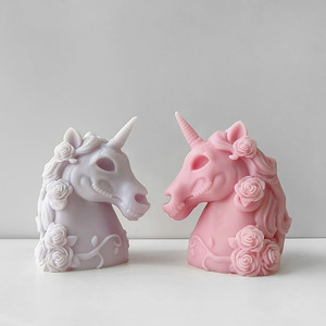Molde de vela perfumada 3D unicornio molde de silicona DIY animal vela yeso gota pegamento adornos - Product Image 5