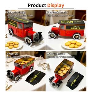 Boîte en métal personnalisée de luxe en fer blanc pour biscuits au beurre, vide, en forme de voiture, pour biscuits de Noël, avec couvercle - Product Image 3