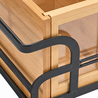 Caixa Organizadora Modular de Talheres em Bambu com 4 Compartimentos e Janela Transparente para Bancada de Cozinha