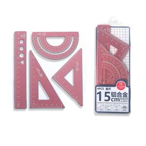 Ensemble de règles métalliques multifonctionnelles personnalisées, triangle, demi-cercle, pour le dessin scolaire - Product Image 5