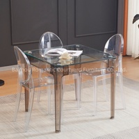 Meubles de salle à manger modernes, table à manger carrée, design minimaliste, table à dîner en verre acrylique transparent
