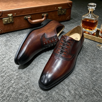 Chaussures Oxford pour hommes prêtes à être expédiées, en cuir véritable, chaussures de ville formelles pour le bureau, chaussures de luxe pour hommes pour la Semaine de la Mode