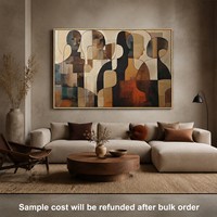 Peinture murale sur toile abstraite figurative texturée 3D peinte à la main, art moderne en acrylique à blocs de couleur pour la décoration du salon