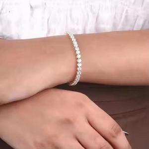 18K Yellow Gold Classic Round Cut Moissanite Lab Grown Diamond Tennis <b>Bracelet</b> Wedding Gift For Her - Product Image 3