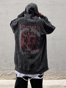 High Street Design Sense Retro Wash Sweat à capuche surdimensionné Loose American Niche Top Homme - Product Image 3