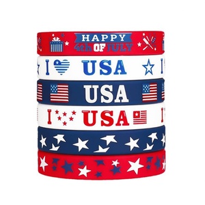 Youmigift Wholesale Usa Flag Bracelet Eco-friendly Custom Text Letter Logo Rubber Bracelet American Flag Silicone Wristband - Product Image 1