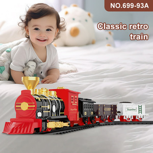 ชุดของเล่นรถไฟฟ้าสำหรับเด็กแบบปรับแต่งได้ รุ่นคลาสสิกย้อนยุค พร้อมเสียงเพลง รางรถไฟแบบยืดหยุ่น ประกอบง่าย ทำจากพลาสติก - Product Image 2