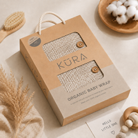 Boîte personnalisée en kraft découpée au laser avec fenêtre et poignée en corde pour emballage de couverture de bébé, vêtements et cadeaux