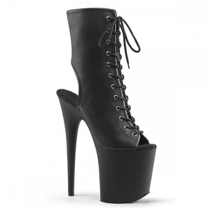 Bottines à lacets pour femmes, 20 cm, style exotique, en dentelle mate, noires, à bout ouvert, talons de 8 pouces, modèles de podium, chaussures sexy, fétichistes, pour la danse sur piquet, pour les filles - Product Image 1