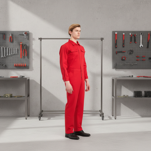 Combinaison en coton sergé durable avec fermeture éclair avant et manches longues pour vêtements de travail professionnels et protection sur le chantier pour hommes - Product Image 1