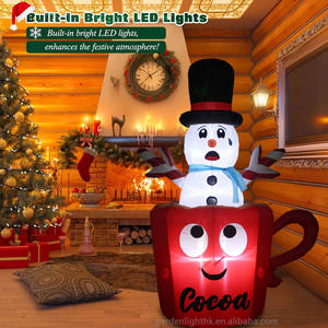 Décoration de jardin de Noël gonflable pop-up de 1,5 m, bonhomme de neige fondant dans une tasse de chocolat chaud, étanche, avec lumières LED, pour la maison et les fêtes - Product Image 6