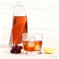 Bouteille de vin en verre super flint taillée à facettes de luxe 750 ml personnalisable et rechargeable pour whisky, vodka, tequila, brandy
