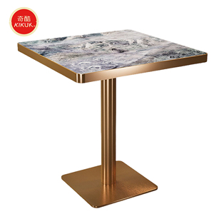 Custom Modern Eco-Friendly Commercial Metal Frame Marble Square Dining Table for Restaurant <strong>Cafeteria</strong> - Product Image 5