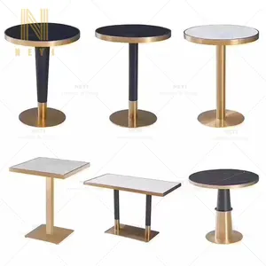 DT255 Foshan furniture golden dining marble table for restaurant