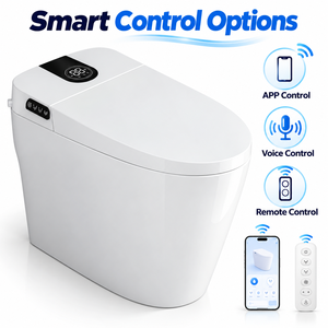 Inodoro Inteligente de Cerámica con Bidé Integrado, Montado en el Suelo, Asiento Alargado, Descarga Automática, Sensor de Pie, WC de Una Pieza - Product Image 5