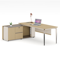 Bureau de direction moderne et simple avec armoire latérale, structure métallique, mobilier de bureau commercial