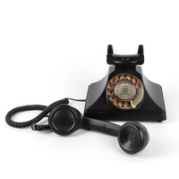 Téléphone fixe analogique rétro Shengtong 8606 noir/blanc avec numérotation rotative, fonctions de recomposition et de haut-parleur, filaire, classique et antique