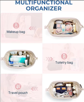 Organisateur de maquillage en nylon de grande capacité de haute qualité rembourré rembourré matelassé à la mode sac cosmétique de voyage fermeture éclair pour