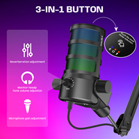 POD professionnel USB Microphone de bureau écran tactile anneau lumière antibruit condensateur de poche pour Studio de jeu en streaming