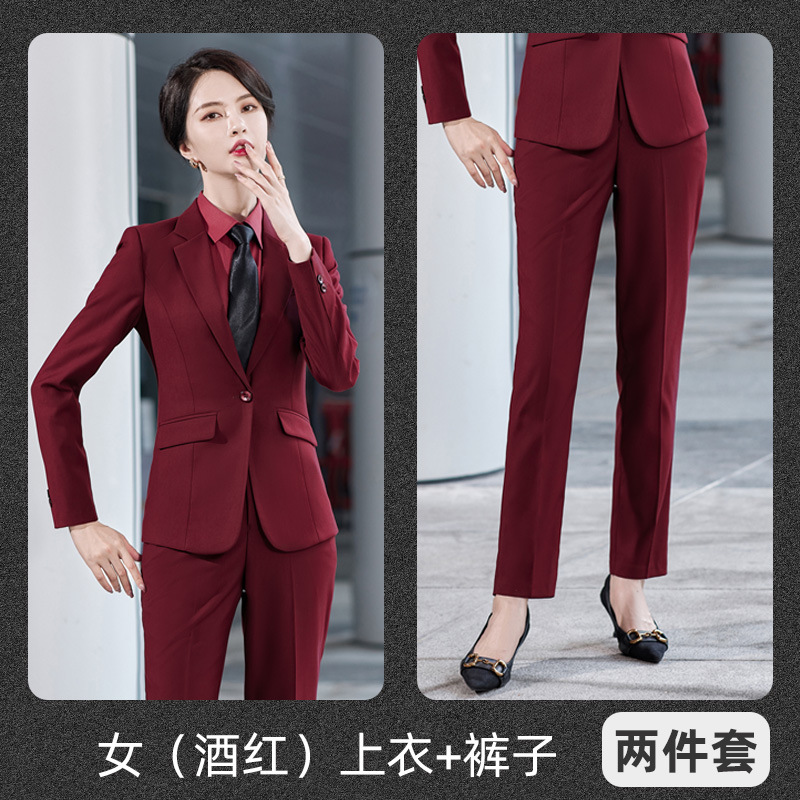 Woman (burgundy suit pants)